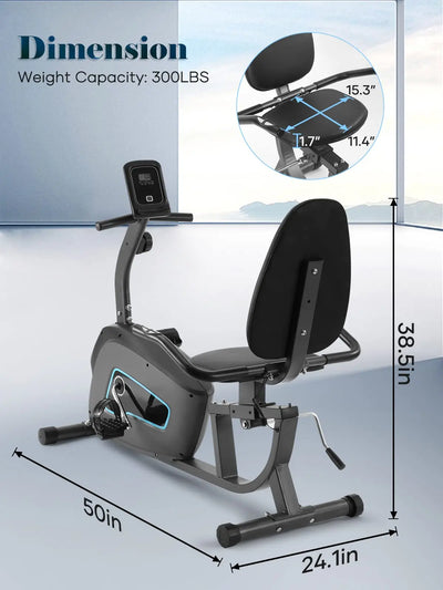 Home Stationary Bike Sturdy Quiet 8 Levels Recumbent Bikes Large Comfortable Seat Heart Rate Handle solutions by Stroked Out Sasquatch's Disability Store for better Stroke Recovery