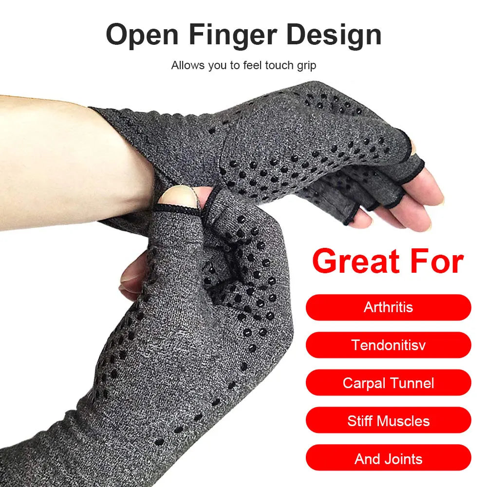 Premium Compression Arthritis Gloves with open finger design for joint pain relief and support.