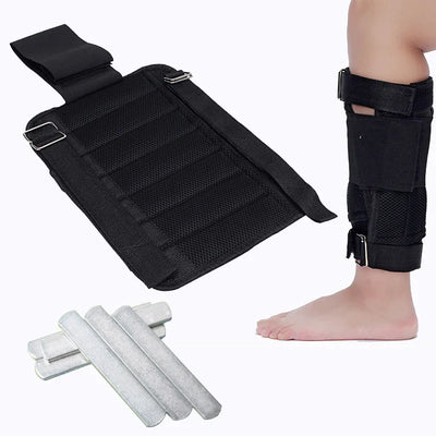 Adjustable ankle weights for stroke recovery and fitness training.