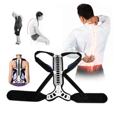 Alloy Hunchback Belt Lumbar Posture Corrector with Adjustable Back Support and Spine Brace.