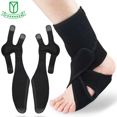 Versatile foot drop brace for AFO support, walking aid, plantar fasciitis relief, all-day comfort, neoprene material, adjustable straps, suitable for multiple conditions.