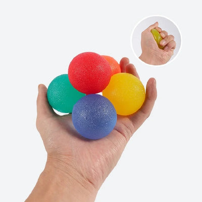 Colorful hand grip egg gripping balls for finger training and stress relief.