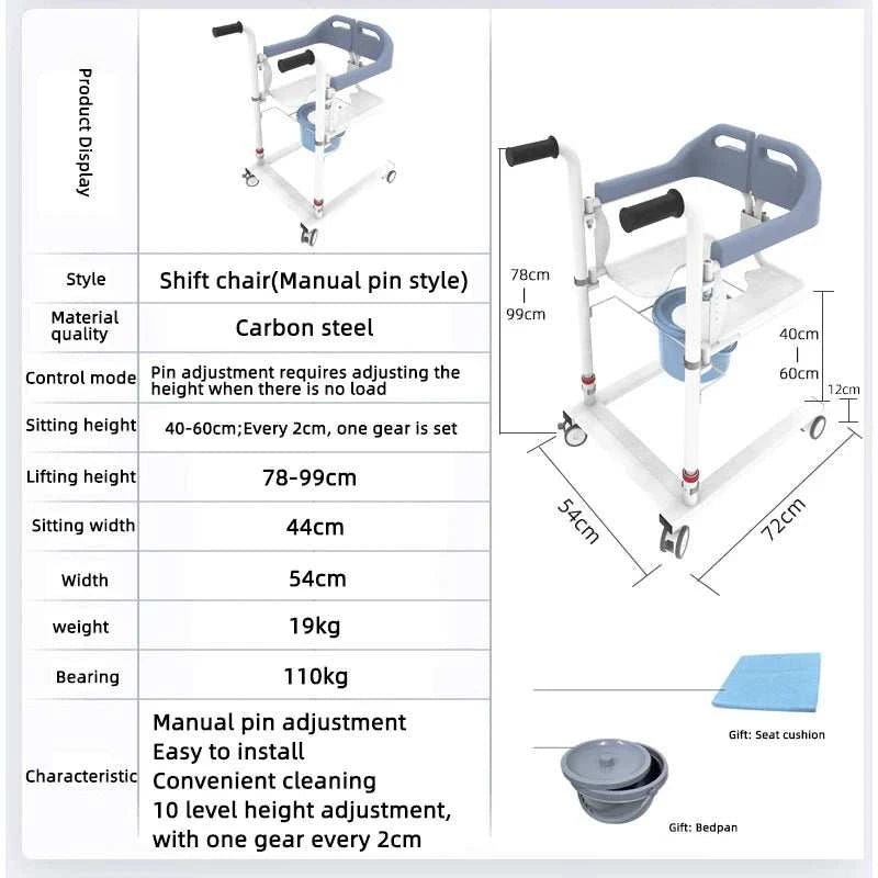 Manual Pin Style Shift chair Patient Transfer Lifter for Home Use TranSPECIFICATIONSBrand Name: BUYHAOOrigin: Mainland ChinaHign-concerned Chemical: NoneMaterial: Carbon steelWeight: 19kgModel: Manual pin styleMax load-bearing rate: 11Stroked Out Sasquatch's Disability Store