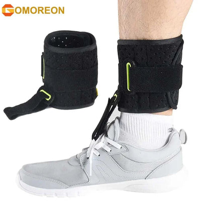 Adjustable drop foot ankle brace strap for walking, AFO brace by GOMOREON, breathable material, one size fits most.